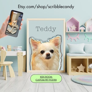 Custom Nursery Room Wall Decor POP ART Pet Digital Art Cartoon Digital Download from Photo Animal Kids Room Posters Dog Cat Prints printable