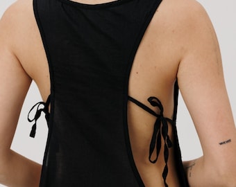 100% Cotton Black Side Cutout Dress