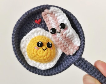 Egg and Bacon Crochet Pattern, DIY Amigurumi (PDF Pattern)