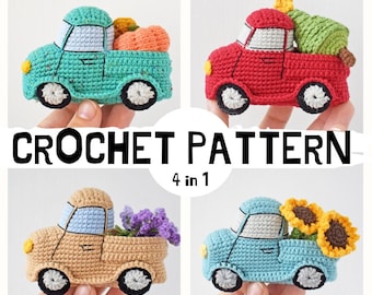 Amigurumi Crochet Truck Pattern: 4-in-1 Seasonal Designs (PDF file)
