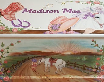 Custom design cowgirl chest, toy box