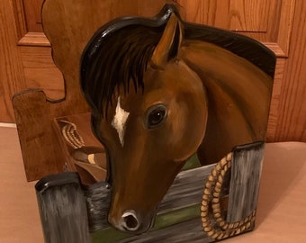 Cowboy western step stool with horse sides cut out, wooden, personalized kids furniture, kids room decor