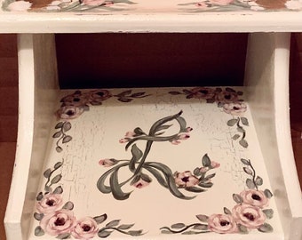 Custom vintage bunny step stool