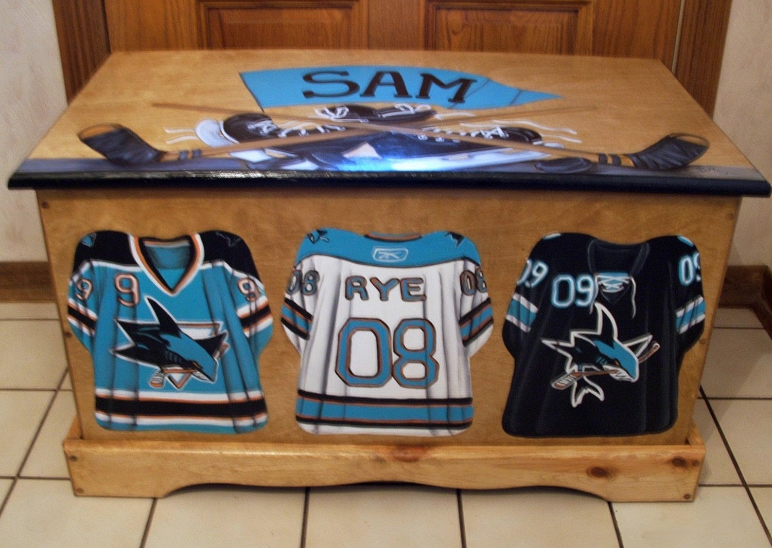 CUSTOM DESIGNED Hockey Toy Box Designed with your sport Etsy