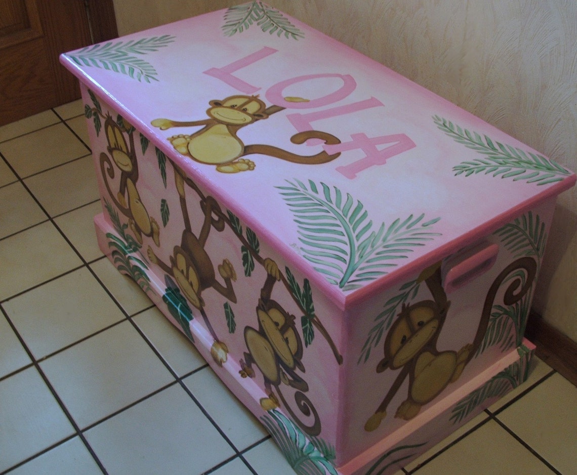 Monkey Toy Chest Custom Designed Kids Room Decor Original Etsy