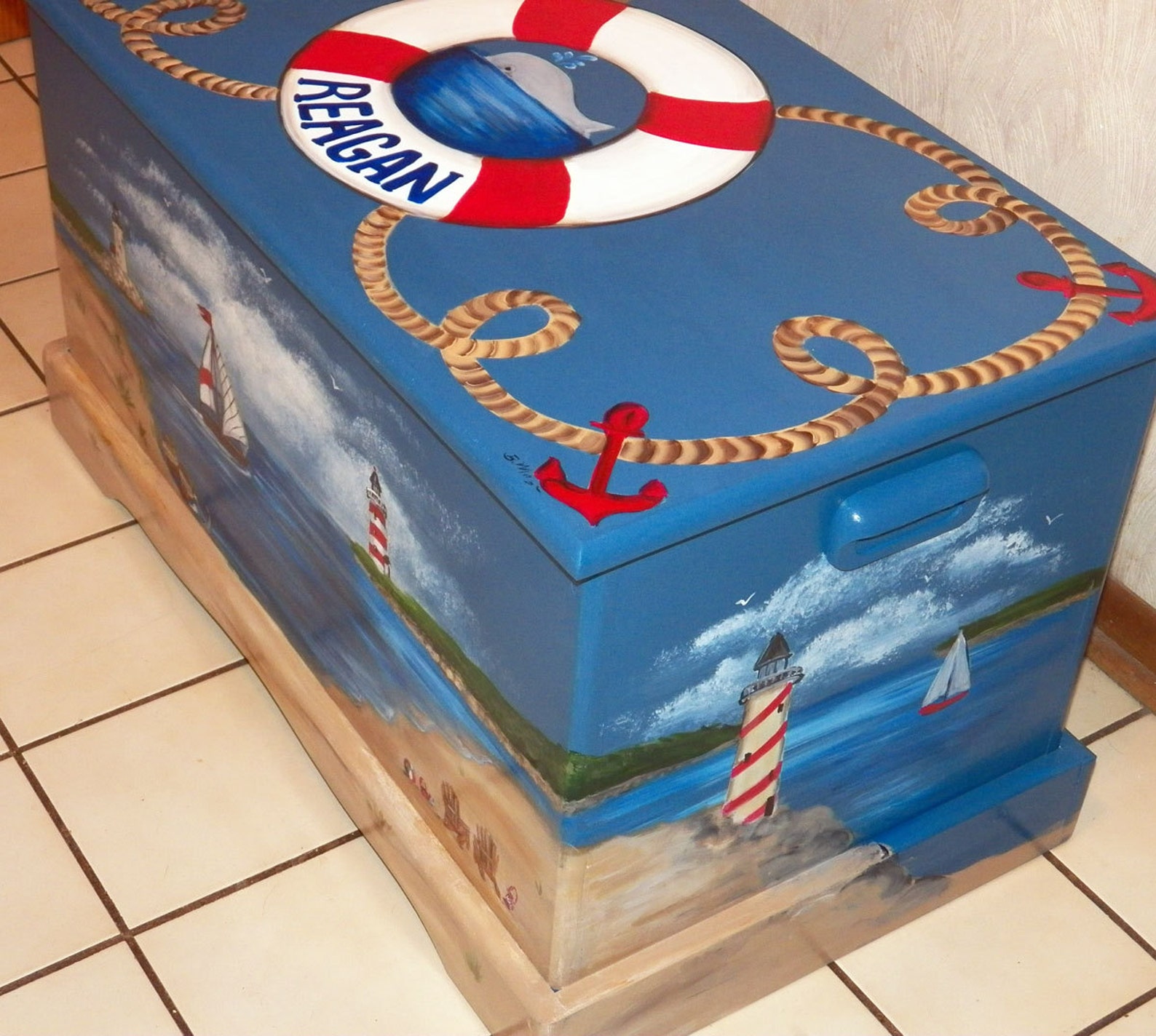 Nautical Sailboat Theme Toy Box Custom Designed Etsy