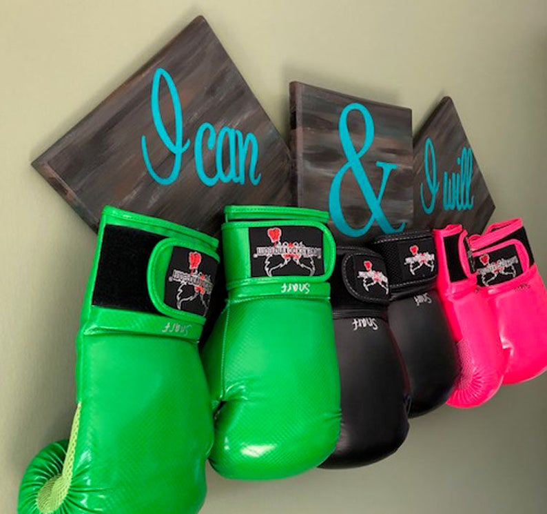 Boxing Glove Holder with inspirational saying Wall Hanging Etsy