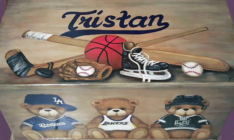 Teddy Bear Sports TOY BOX Kids Furniture Toy chest | Etsy