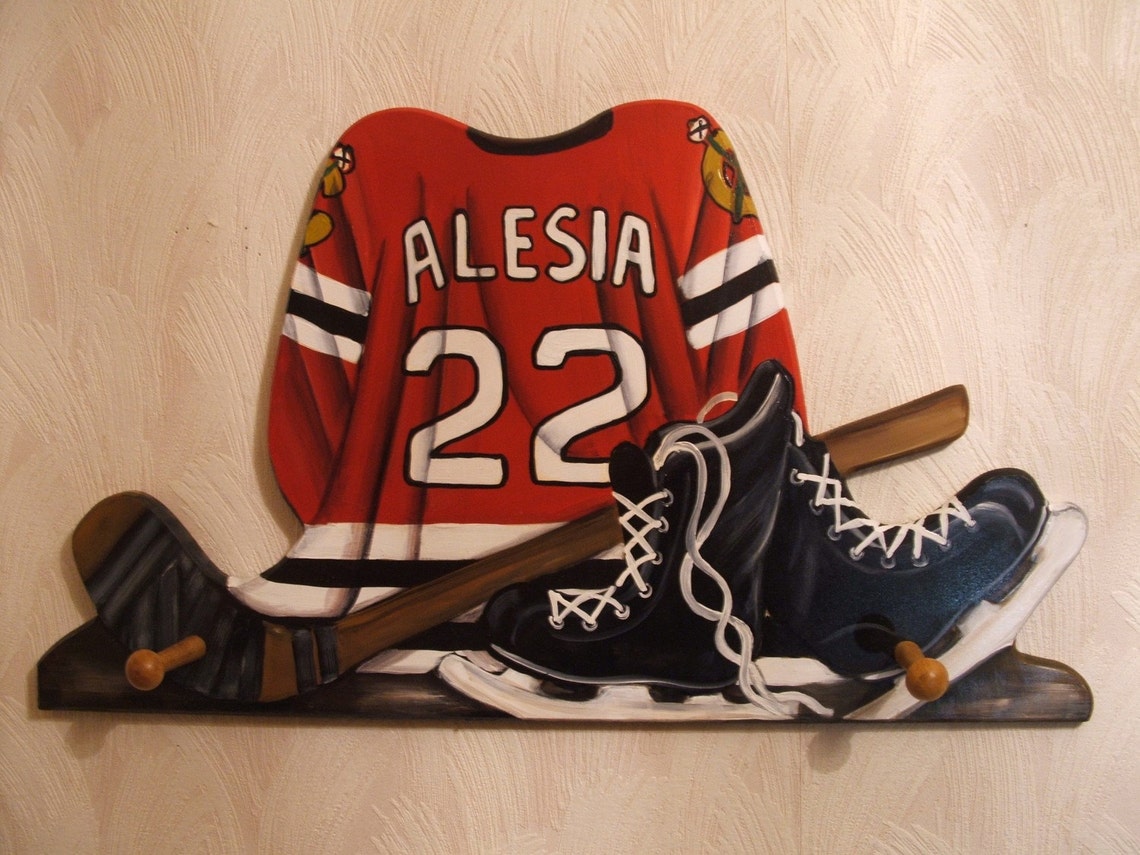 CUSTOM HOCKEY JERSEY Wall Hanging With 3 Pegs Etsy