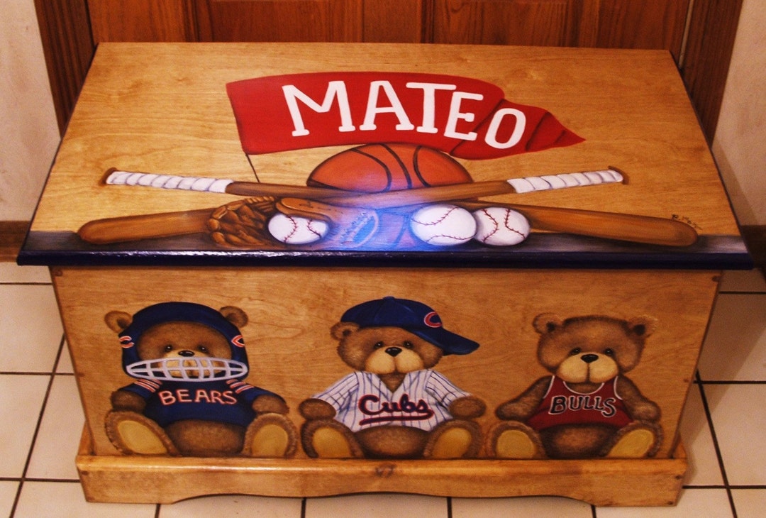Custom Wooden Teddy Bear TOY BOX, Kids Furniture, Toy Chest