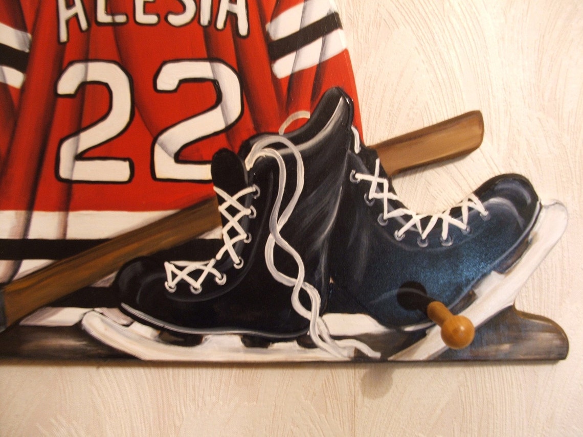 CUSTOM HOCKEY JERSEY Wall Hanging With 3 Pegs Etsy