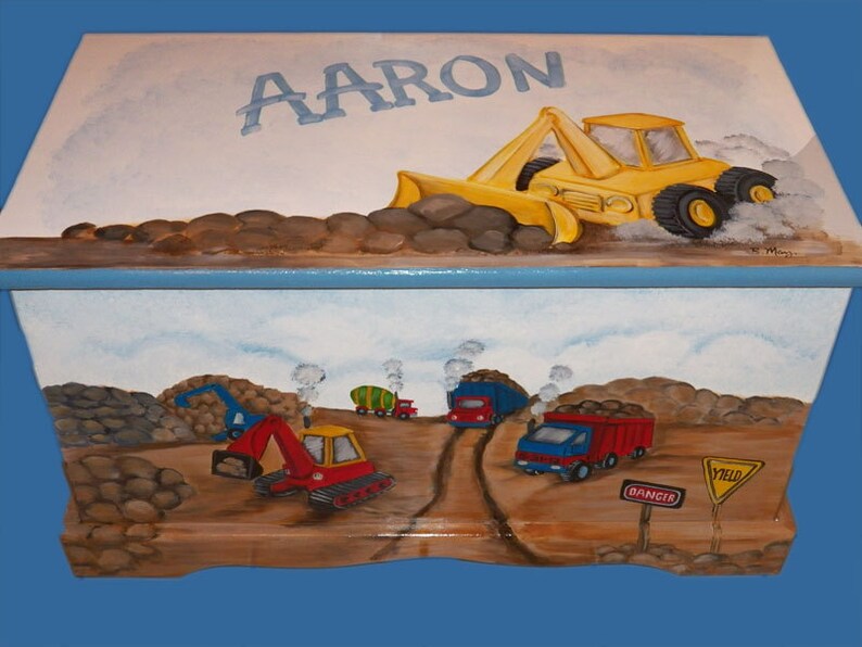 Personalized Construction Toy Box Kids Furniture Wooden Toy Etsy