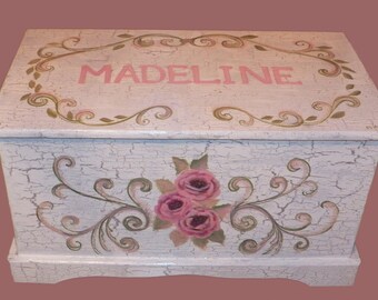 Custom Designed White SHABBY CHIC Toy Chest done with Monogram or Name, kids furniture, art and decor, wooden toy box