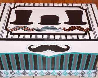 Mustache toy chest custom designed, kids furniture, art and decor, wooden toy box