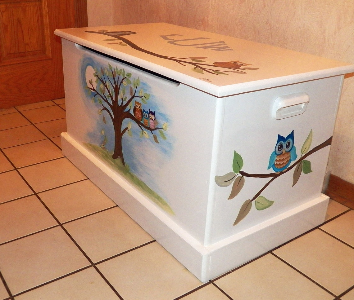 Custom Designed Monogrammed Owl Toy Chest Etsy