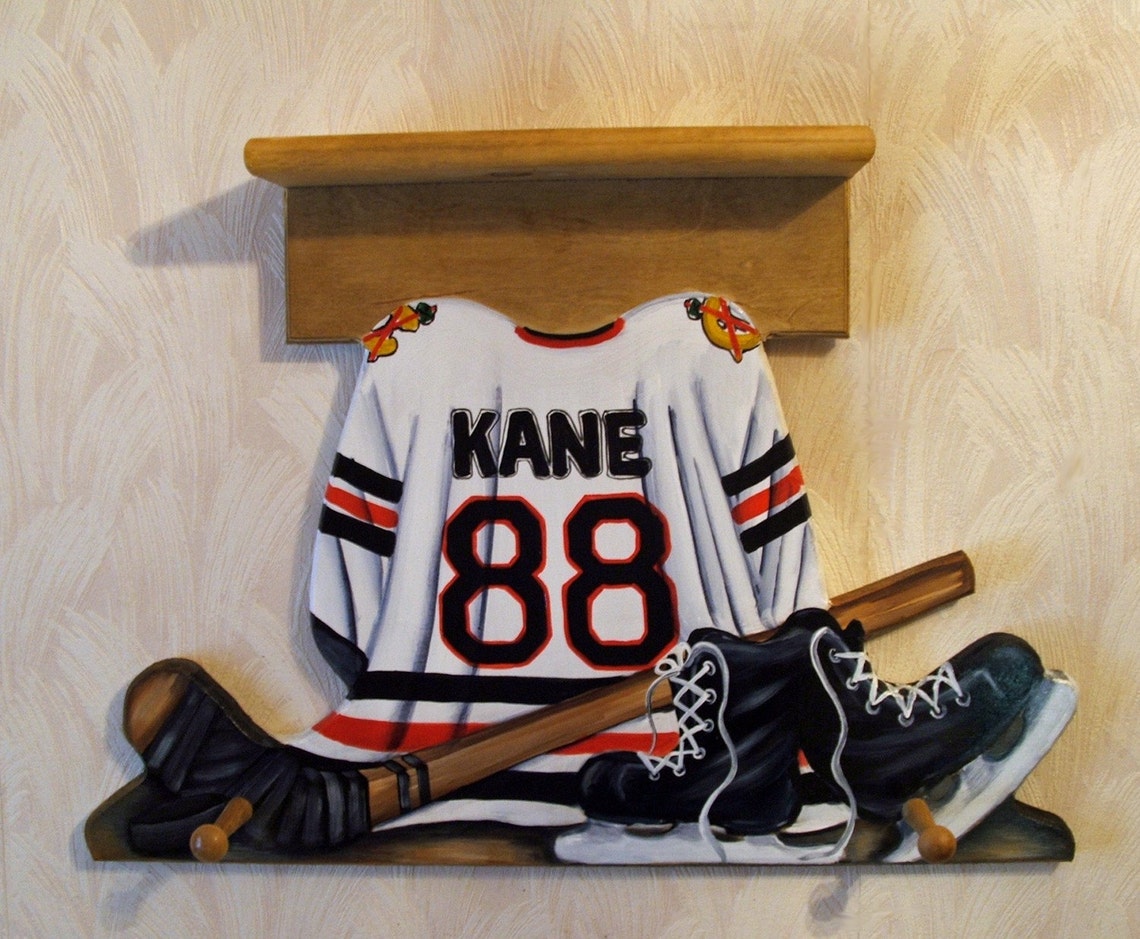 Custom HOCKEY JERSEY Wall Hanging With Shelf and 3 Pegs Etsy
