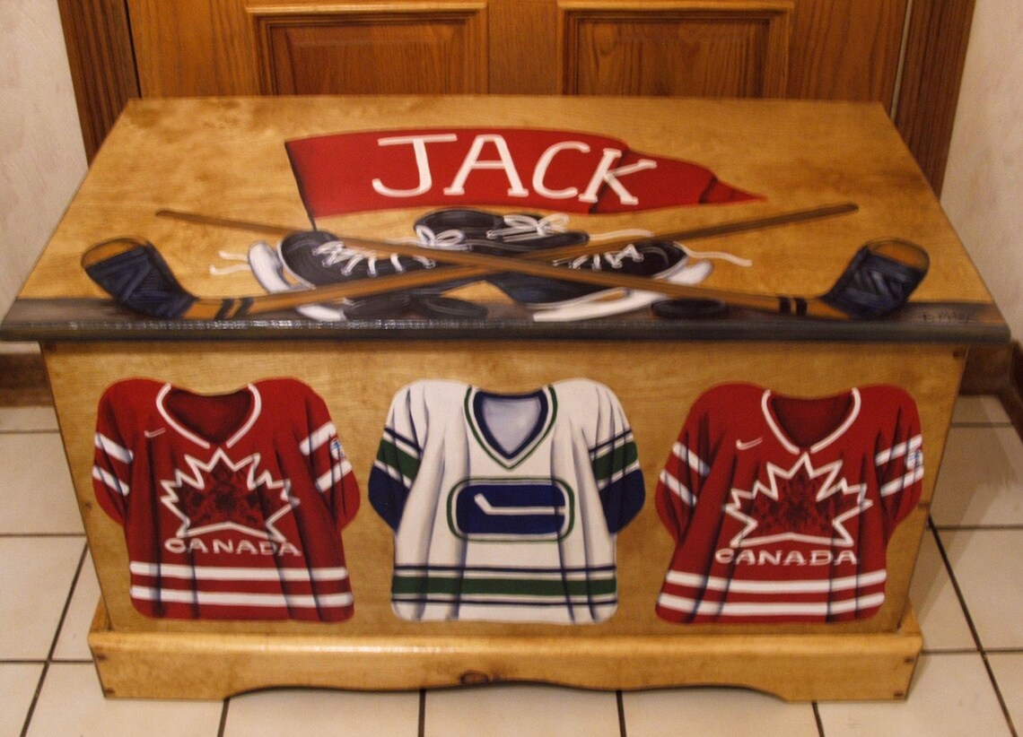 CUSTOM DESIGNED Hockey Toy Box Designed with your sport Etsy