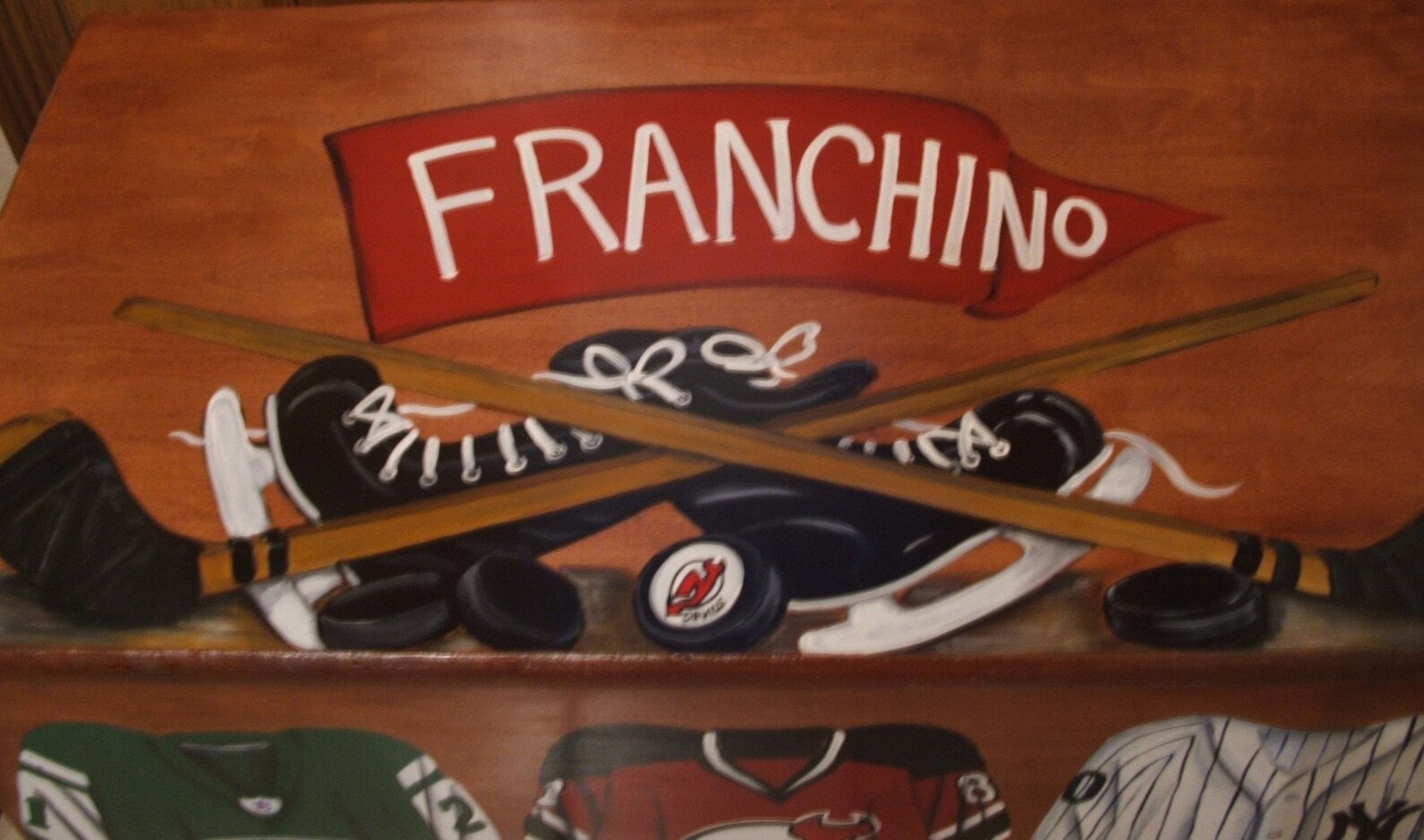 Custom Designed Sports Team Toy Chest on Cherry Stained with Etsy