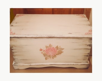 Custom made wooden shabby chic vintage chest