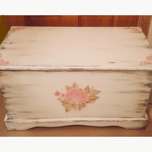 Custom made wooden shabby chic vintage chest