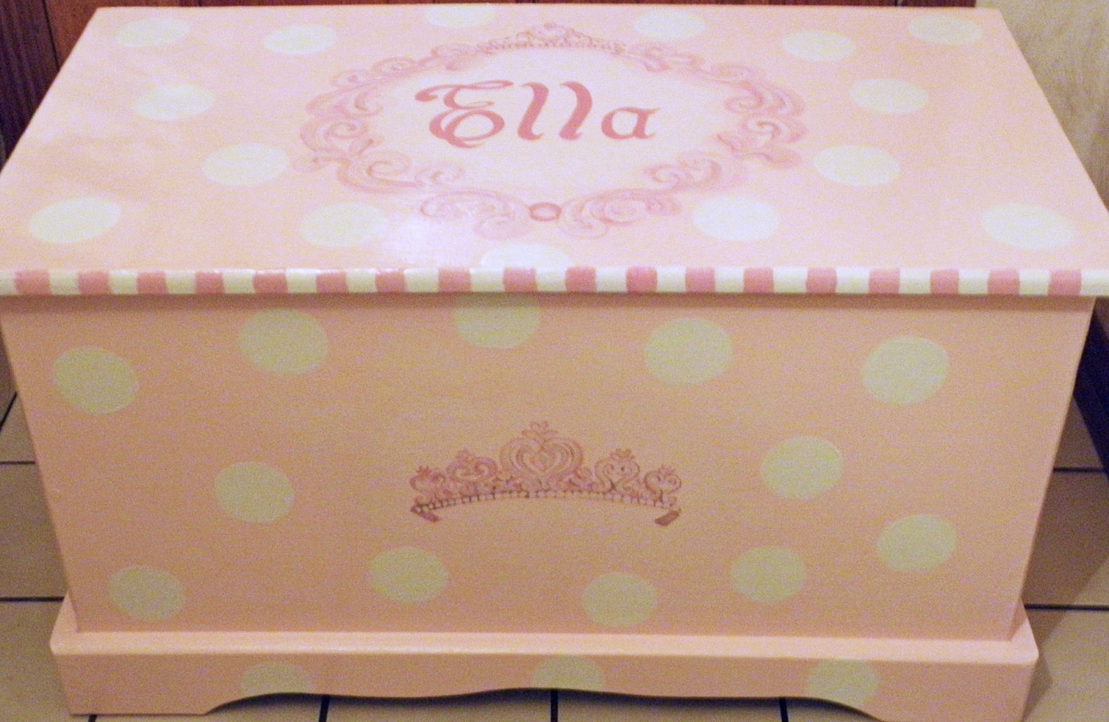 Princess Toy Box With Polka Dots and Tiara Custom Designed Etsy