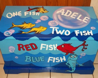 Custom Inspired Dr. Seuss Toy Box Personalized with Name on top