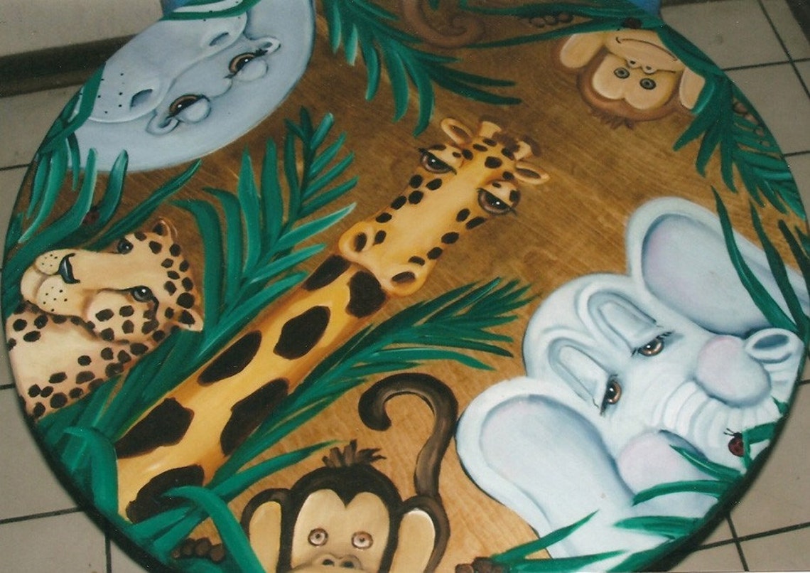 JUNGLE Table and two Chairs with stained background or table Etsy