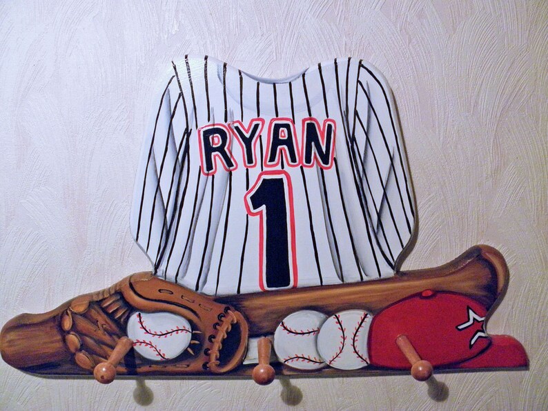 Custom Sports Jersey Wall Hanging With 3 Pegs and Shelf With Etsy