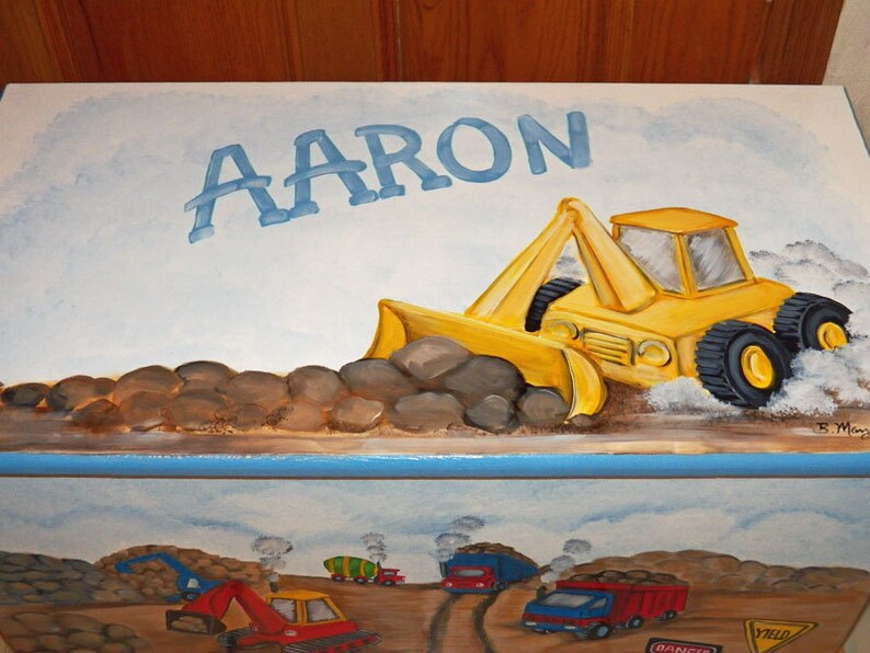 Personalized Construction Toy Box Kids Furniture Wooden Toy Etsy