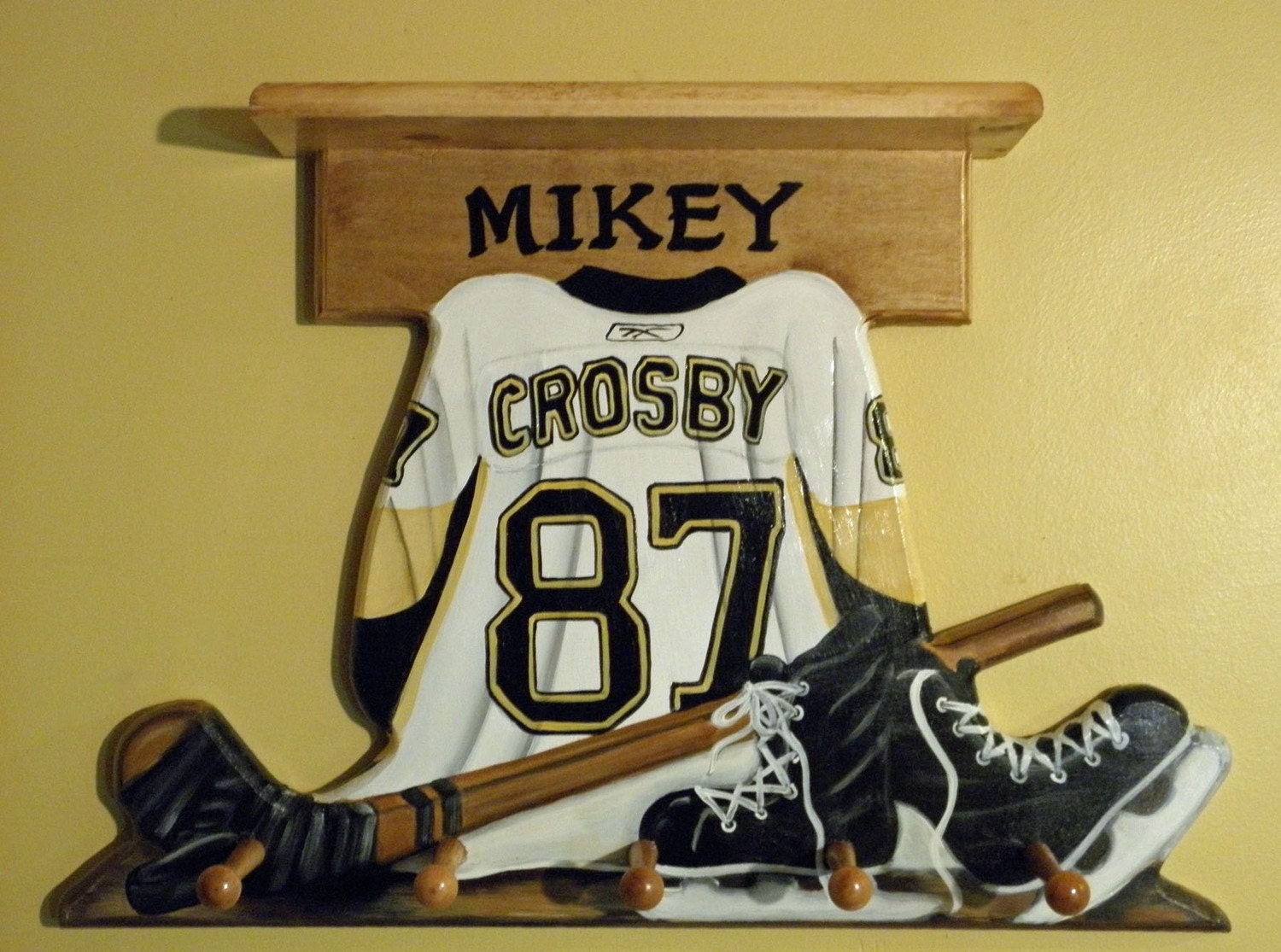 Custom HOCKEY JERSEY Wall Hanging with Shelf and 3 Pegs Etsy