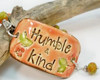 Handmade Ceramic Cuff Bracelet, Czech Glass Beads, Silver Clasp (Size 6 3/4)