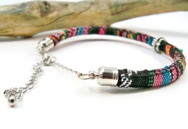 Elephant Bracelet, Trending Stacking, Boho Bohemian, Multi-Color, Cloth Cord Bracelet, Minimalist Bracelet image 3