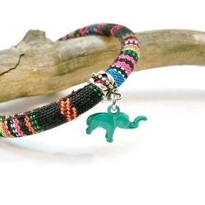 Elephant Bracelet, Trending Stacking, Boho Bohemian, Multi-Color, Cloth Cord Bracelet, Minimalist Bracelet image 2