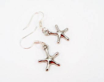 Silver Plate Starfish Earrings, Lightweight Beach Jewelry