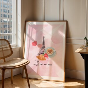 La Vie En Rose Print, Aesthetic Apartment Wall Art, French Quote Art, Digital Download 1 Print French bistro wall decor, Girly art, Chic art