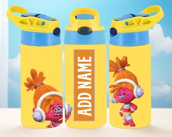 Custom Trolls Water Bottle: 12oz Stainless Steel, Personalized Name Cup