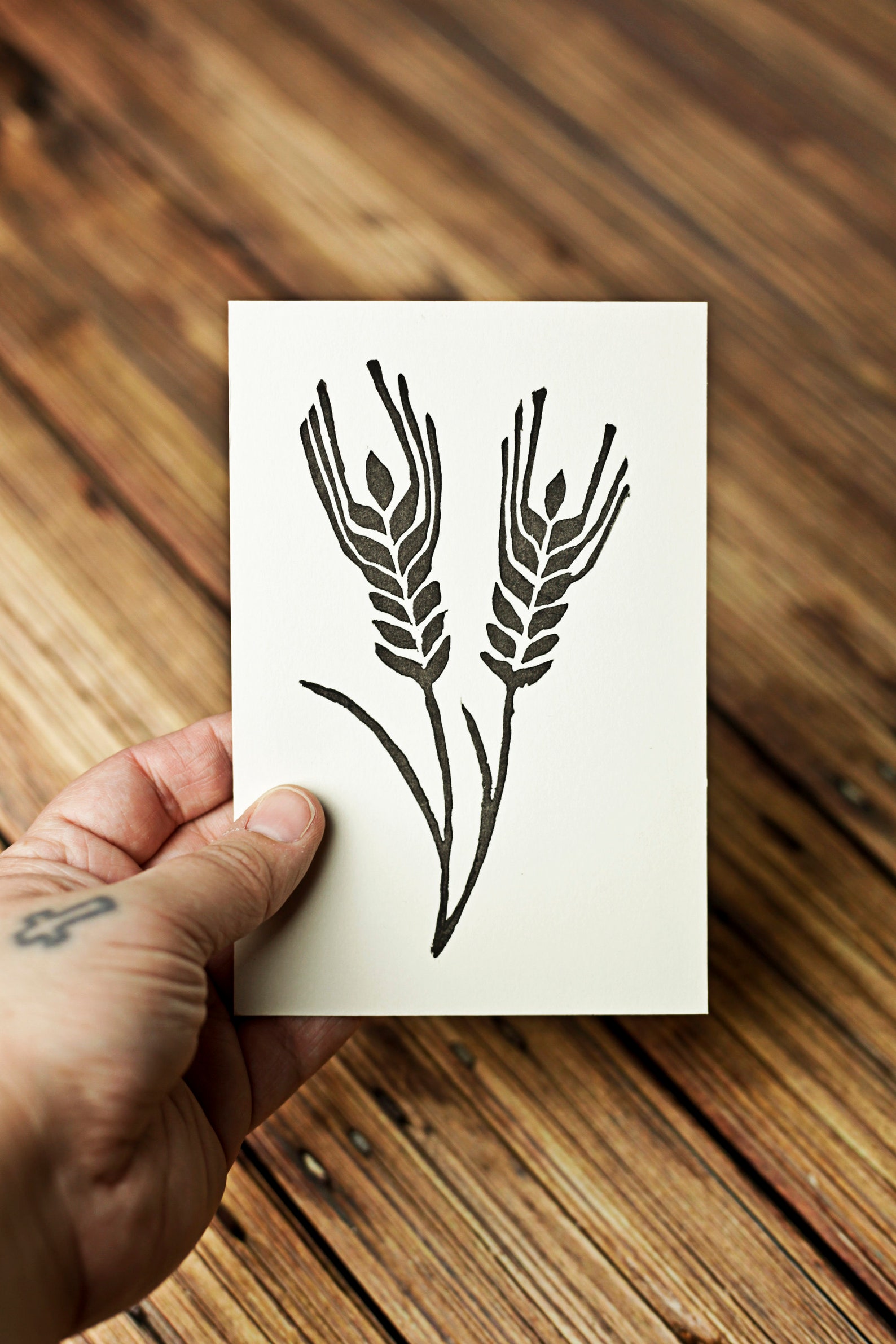 Wheat Print 4x6 / Unframed Farmhouse Linocut Print Etsy