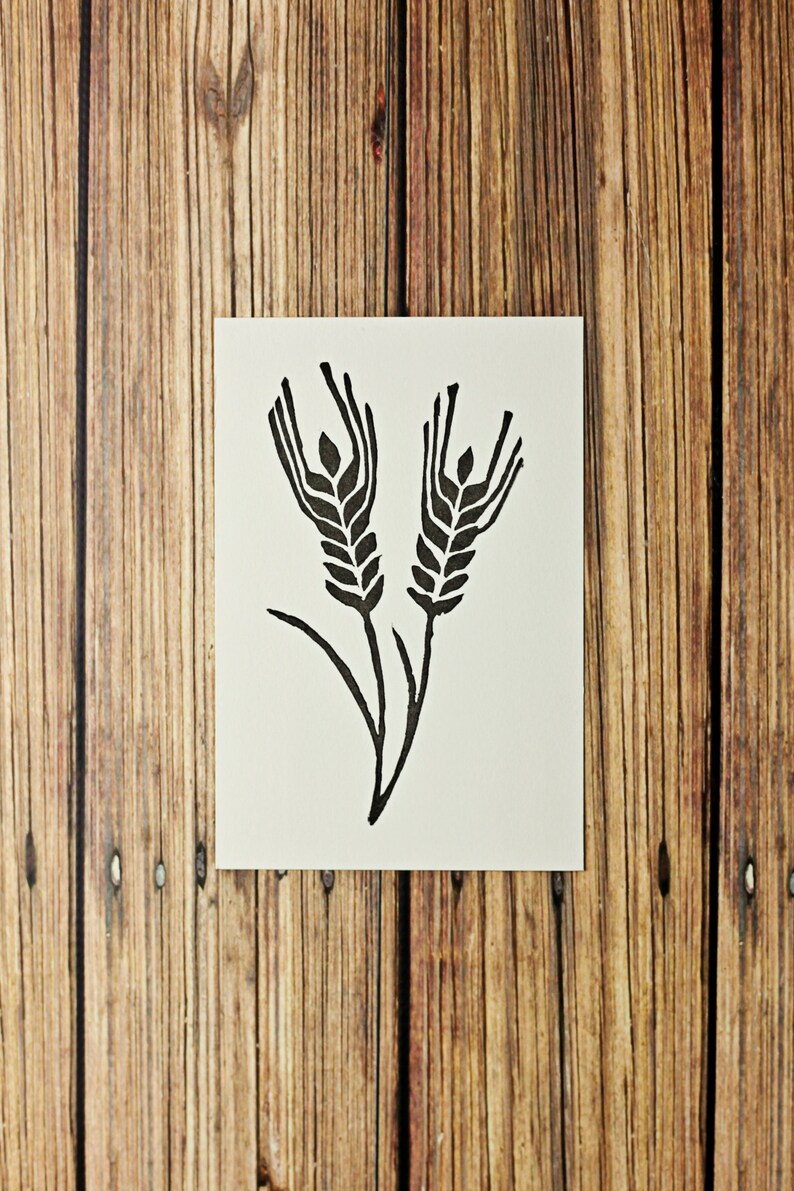 Wheat Print 4x6 / Unframed Farmhouse Linocut Print Etsy