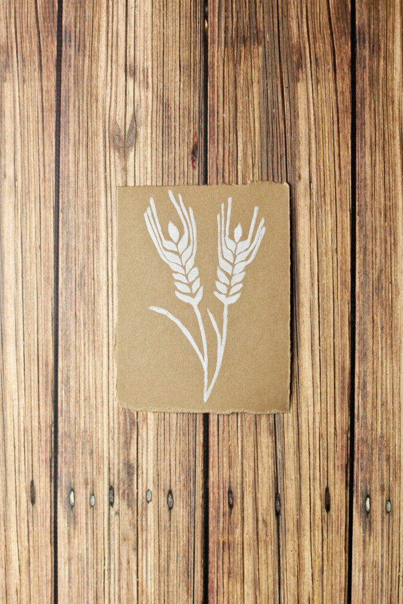 Wheat Grains Art Print / Unframed Print / Linocut Block Print Etsy