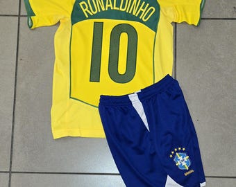 Dziecięcy strój piłkarski Brazylia Retro Ronaldinho Premium