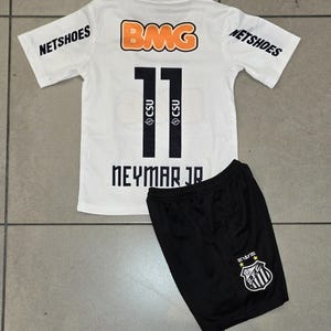 Kids Retro Santos Neymar Black White Premium Uniform - Etsy