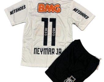Kit Retro Neymar Jr. Santos de Brasil Blanco Infantil
