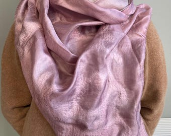Handmade Felted Silk Scarf: Merino Wool Nuno Shawl