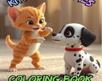 Kittens & Puppies– 25 Printable Coloring Pages for Kids – Digital Download
