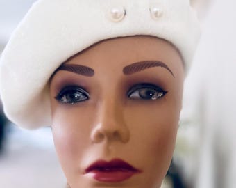 Beret Hat, Fully Embellished, Wool Beret, Warm Hats, French  display picture 1