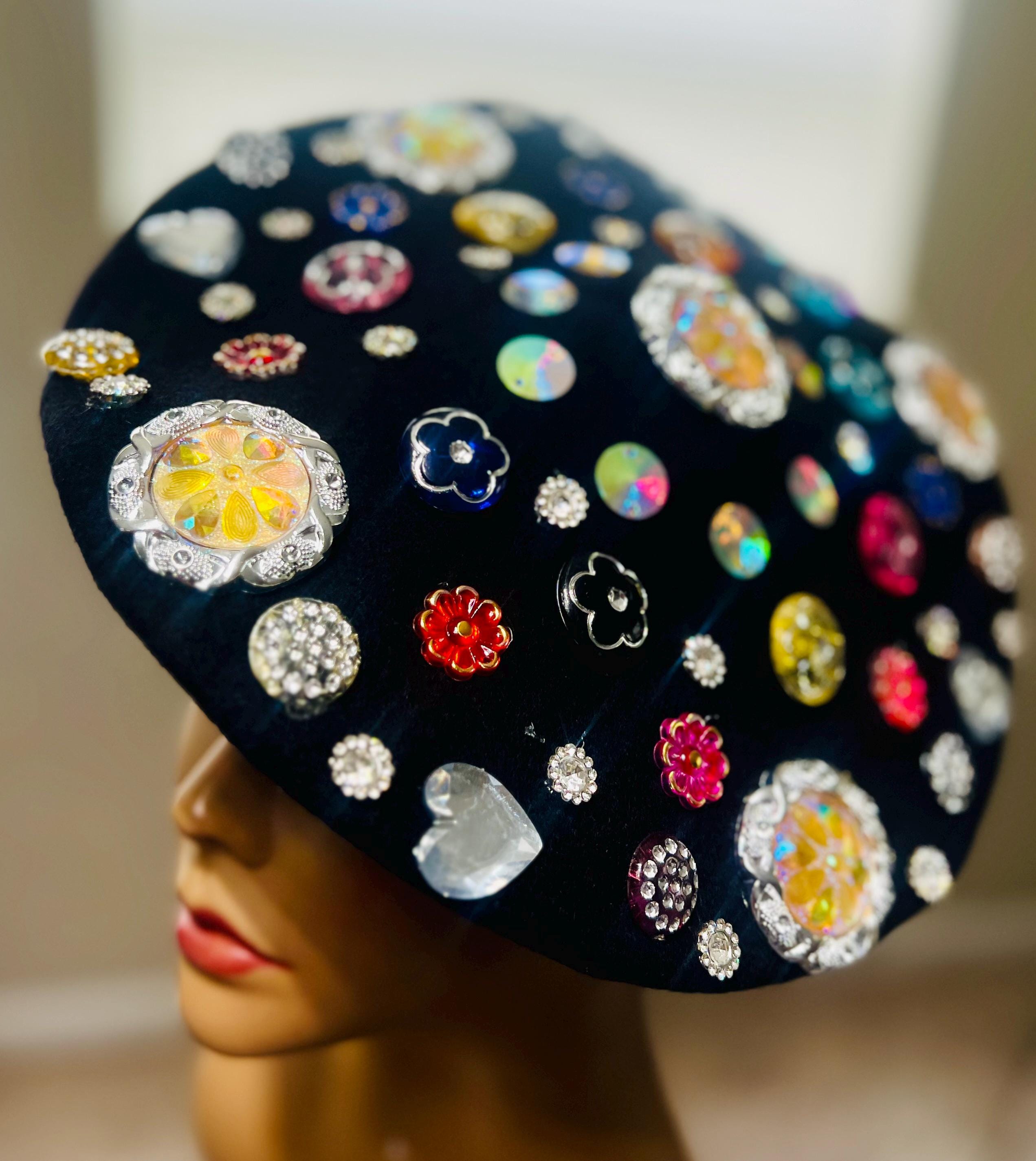 Beret Hat, Fully Embellished, Wool Beret, Warm Hats, French