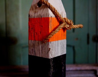Hand-Crafted Vintage Wooden Buoy / A Coastal Classic, Halloween Vibes / Seahag 12"