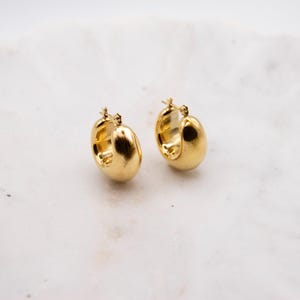 Waterproof 18K Gold Plated Hoops, PVD Gold Hoop Earrings, Gold Chunky Hoop Earrings, Everyday Earrings
