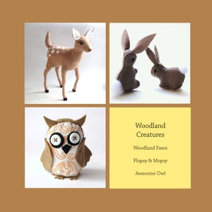 DIY Woodland Creatures Bundle 3 pdf patterns - Woodland Fawn, Flopsy & Mopsy and The Awesome Owl --INSTANT DOWNLOAD--