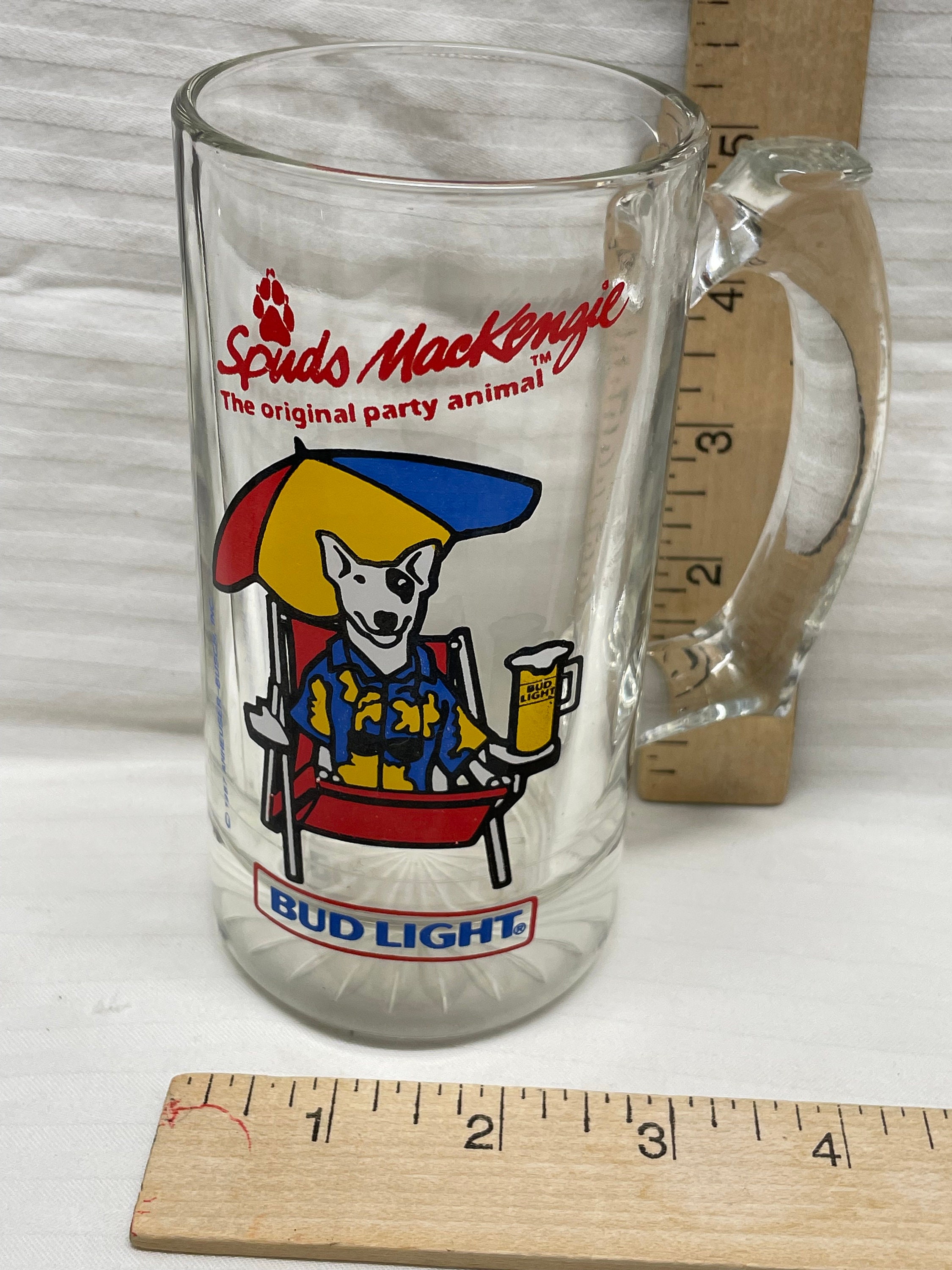 Vintage Bud Light Spuds Mackenzie Budweiser Large 32 OZ Beer Mug Stein Glass